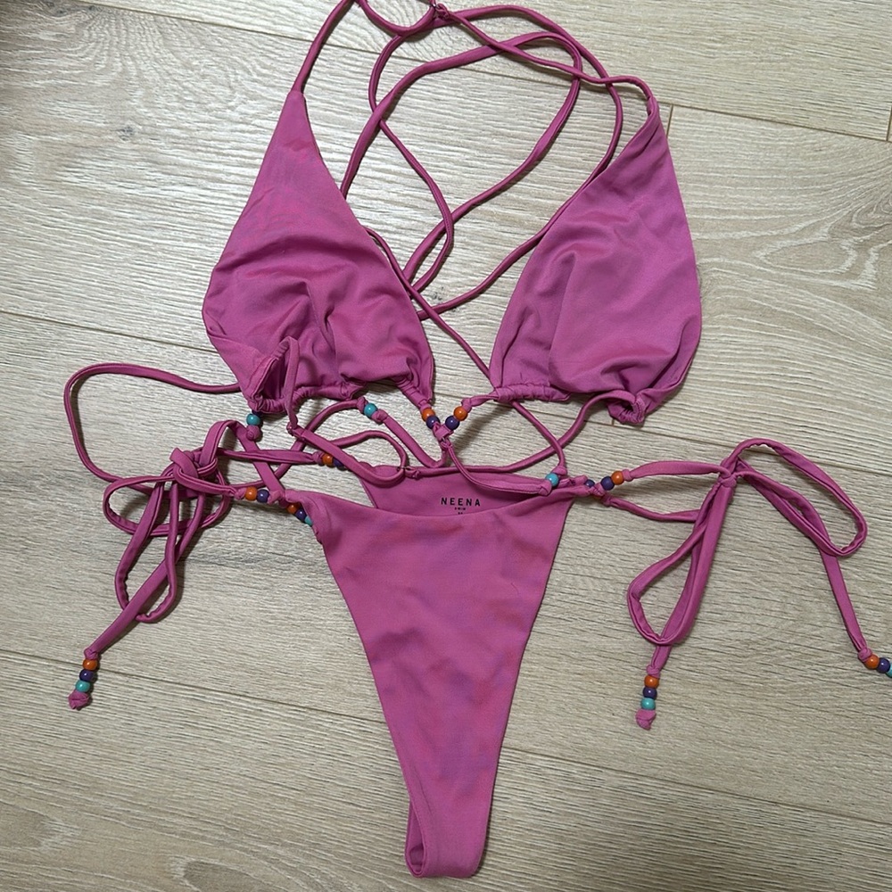 Oh Polly neena pink swim two piece worn once